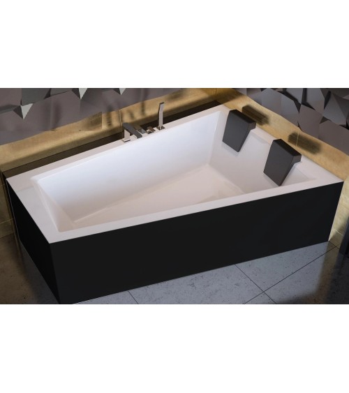 Baignoire d'angle droit INTIMA DUO en 170 ou 180 cm tablier noir