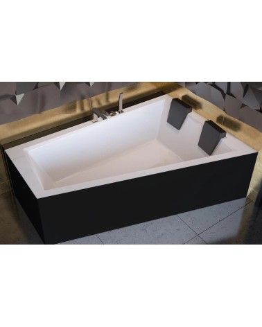 Baignoire d'angle droit INTIMA DUO en 170 ou 180 cm tablier noir