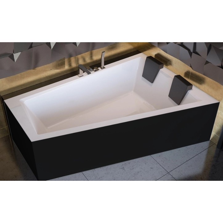 Baignoire d'angle droit INTIMA DUO en 170 ou 180 cm tablier noir Baignoire d'angle droit INTIMA DUO en 170 ou 180 cm tablier noir