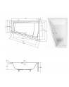 Baignoire d'angle droit INTIMA DUO en 170 ou 180 cm tablier noir