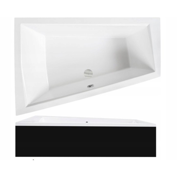 Baignoire d'angle Gauche INTIMA DUO en 170 ou 180 cm tablier noir