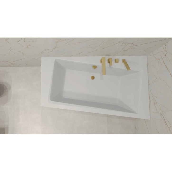 Baignoire angle droit ZIANIGI avec tablier noir Baignoire angle droit ZIANIGI avec tablier noir