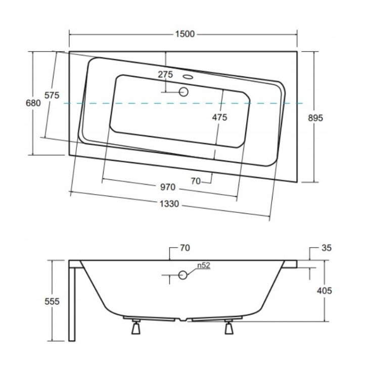 Baignoire angle droit ZIANIGI avec tablier noir Baignoire angle droit ZIANIGI avec tablier noir