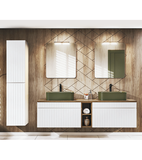 Ensemble de salle de bain Iconic White - 2 vasques, 1 colonne