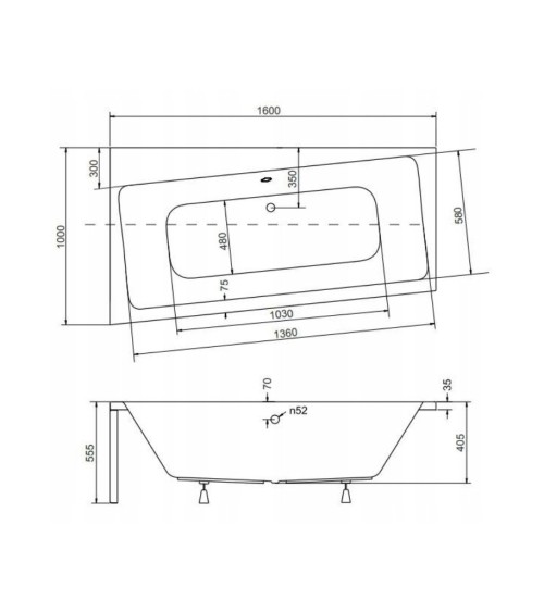 Baignoire angle gauche ZIANIGI avec tablier noir