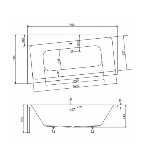 Baignoire angle gauche ZIANIGI avec tablier noir