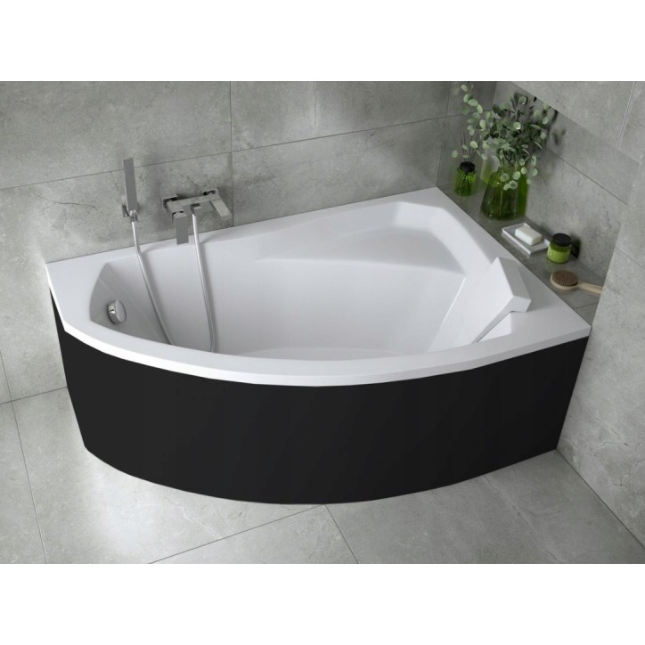 Baignoire d'angle droit RIMA 130/140/150/160/170 cm avec tablier NOIR