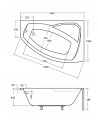 Baignoire d'angle droit RIMA 130/140/150/160/170 cm avec tablier NOIR