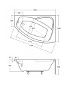 Baignoire d'angle droit RIMA 130/140/150/160/170 cm avec tablier NOIR