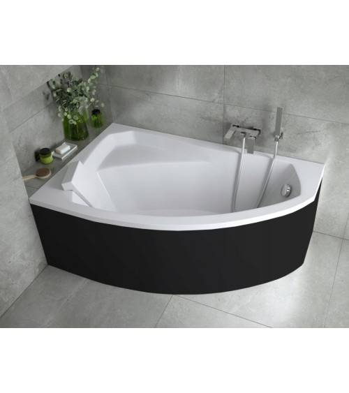 Baignoire d'angle GAUCHE RIMA 130/140/150/160/170 cm avec tablier NOIR