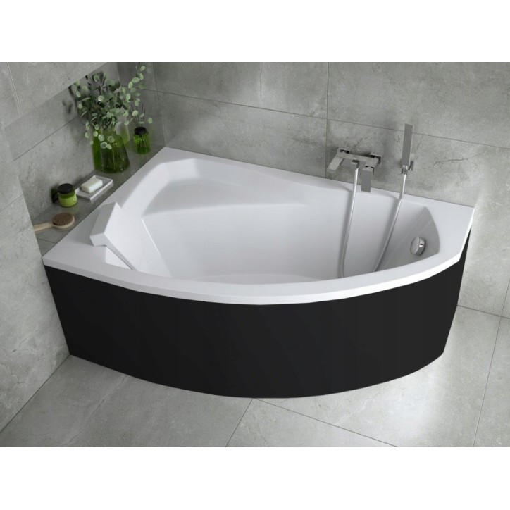 Baignoire d'angle GAUCHE RIMA 130/140/150/160/170 cm avec tablier NOIR