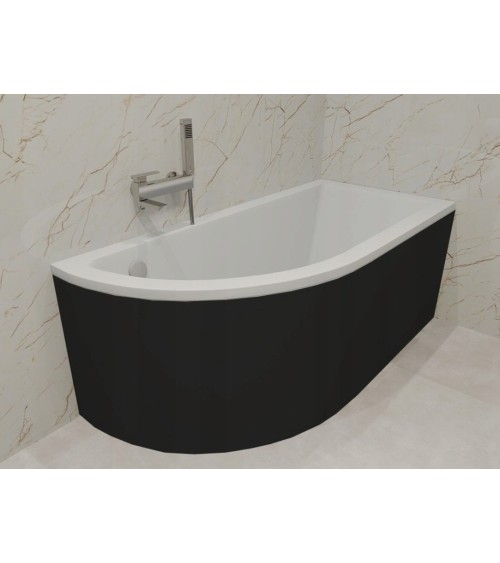 Baignoire d'angle ORIEGA 150 cm droite avec tablier noir