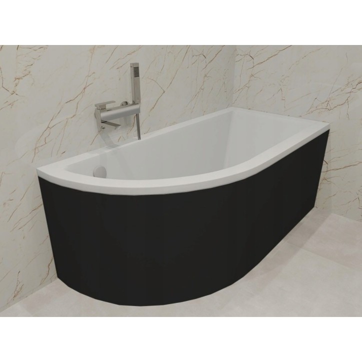 Baignoire d'angle ORIEGA 150 cm droite avec tablier noir
