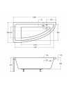Baignoire d'angle ORIEGA 150 cm GAUCHE avec tablier noir