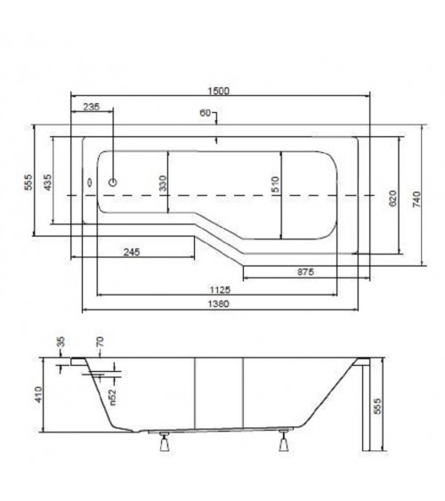 Baignoire INTEGRA 150 ou 170 cm avec pare baignoire- baignoire design - mobilier salle de bain design