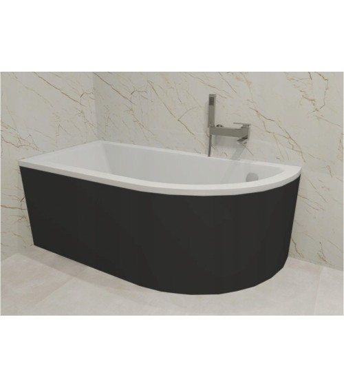 Baignoire d'angle ORIEGA 140 cm gauche avec tablier noir