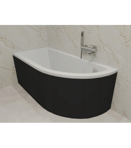 Baignoire d'angle ORIEGA 140 cm gauche avec tablier noir