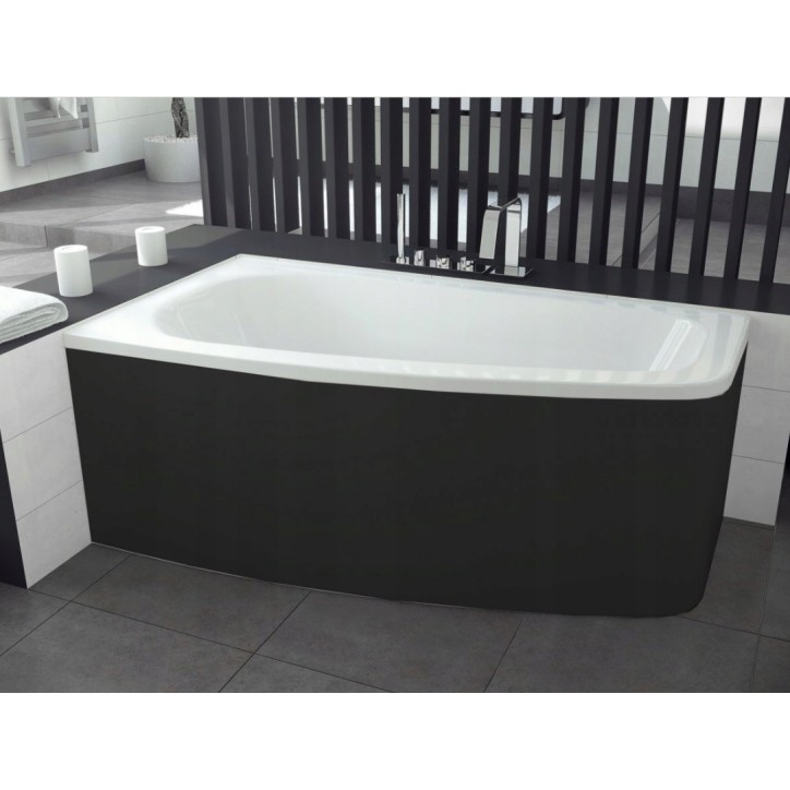 Baignoire d'angle LUNA 150 cm avec tablier noir