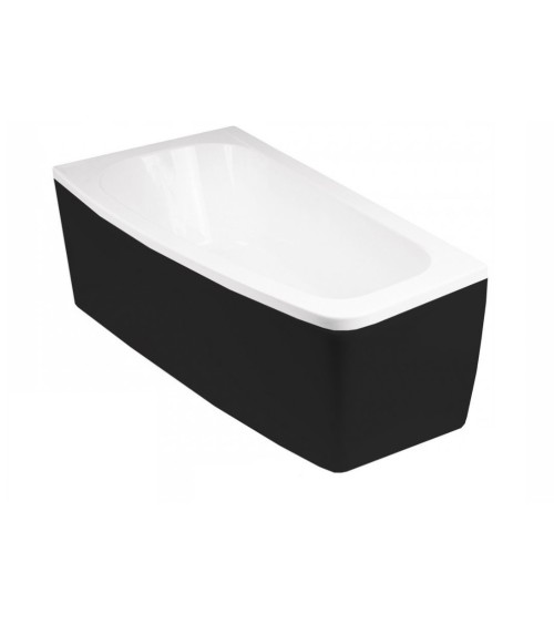 Baignoire d'angle LUNA 150 cm avec tablier noir