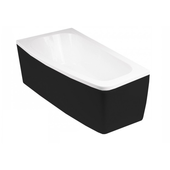 Baignoire d'angle LUNA 150 cm avec tablier noir