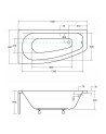 Baignoire d'angle LUNA 150 cm avec tablier noir