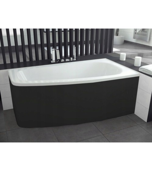Baignoire d'angle LUNA 150 cm avec tablier noir