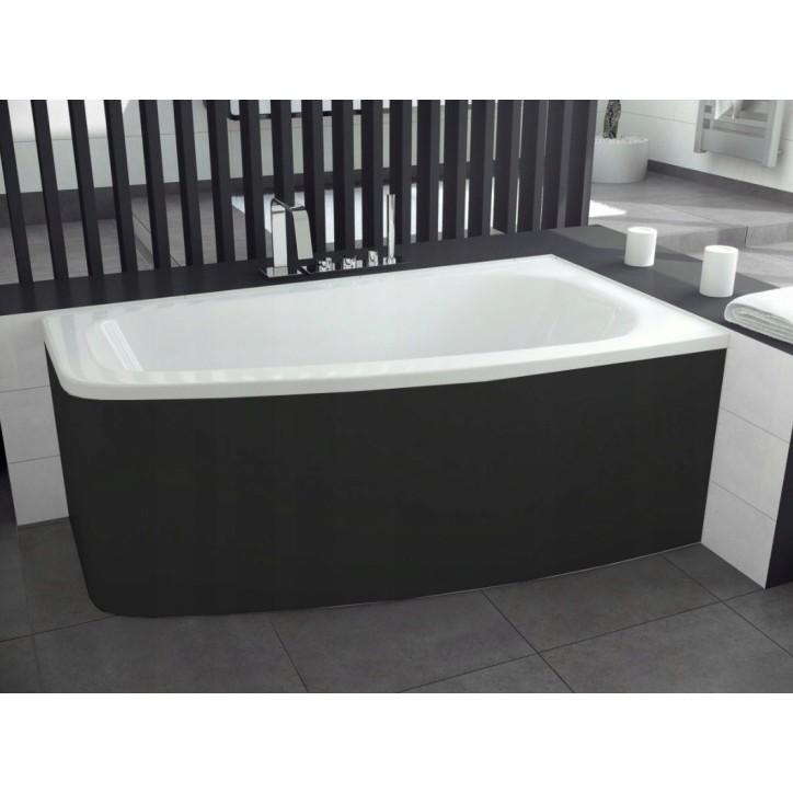 Baignoire d'angle LUNA 150 cm avec tablier noir