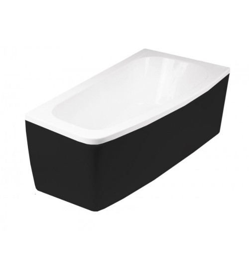 Baignoire d'angle LUNA 150 cm avec tablier noir
