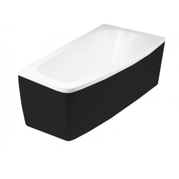 Baignoire d'angle LUNA 150 cm avec tablier noir
