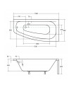 Baignoire d'angle LUNA 150 cm avec tablier noir