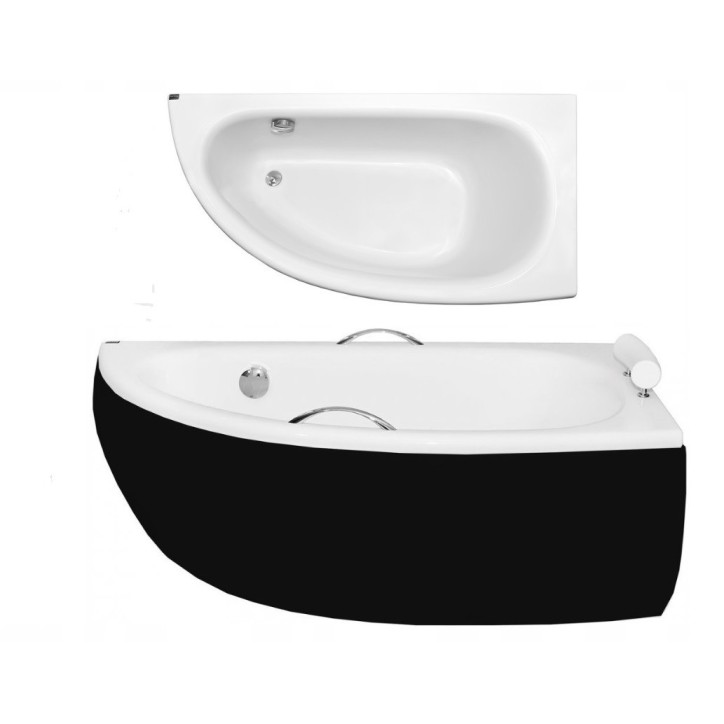 Baignoire d'angle MARINA angle DROIT avec tablier NOIR