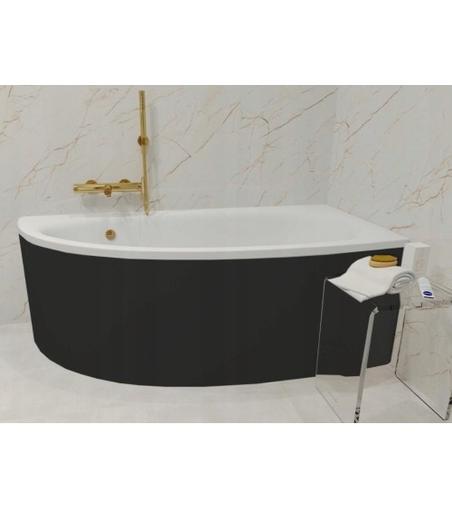Baignoire d'angle MARINA angle DROIT avec tablier NOIR