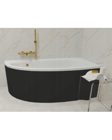 Baignoire d'angle MARINA angle DROIT avec tablier NOIR