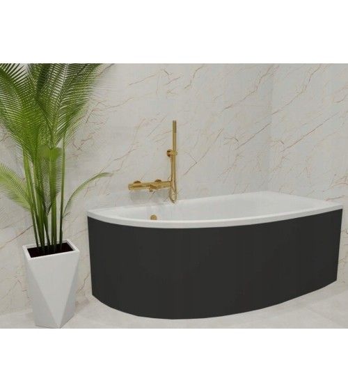 Baignoire d'angle MARINA angle DROIT avec tablier NOIR