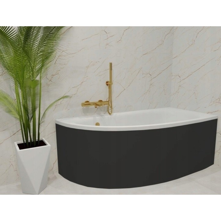 Baignoire d'angle MARINA angle DROIT avec tablier NOIR