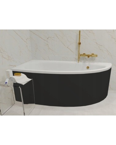 Baignoire d'angle MARINA angle GAUCHE avec tablier NOIR