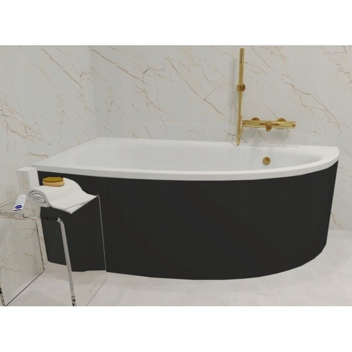 Baignoire d'angle MARINA angle GAUCHE avec tablier NOIR