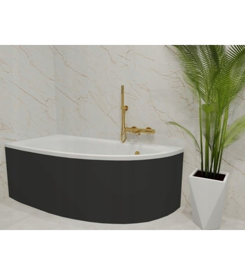 Baignoire d'angle MARINA angle GAUCHE avec tablier NOIR