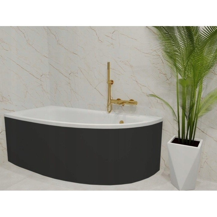 Baignoire d'angle MARINA angle GAUCHE avec tablier NOIR