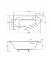 Baignoire d'angle MARINA angle GAUCHE avec tablier NOIR
