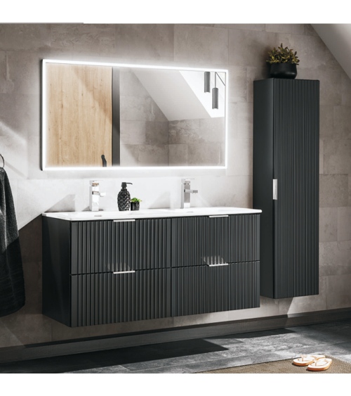 Ensemble de salle de bain Adel black - double vasque, 1 colonne