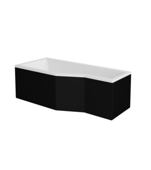 Baignoire asymétrique INTERO 150/170 cm x 75 cm avec tablier noir