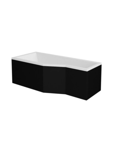 Baignoire asymétrique INTERO 150/170 cm x 75 cm avec tablier noir