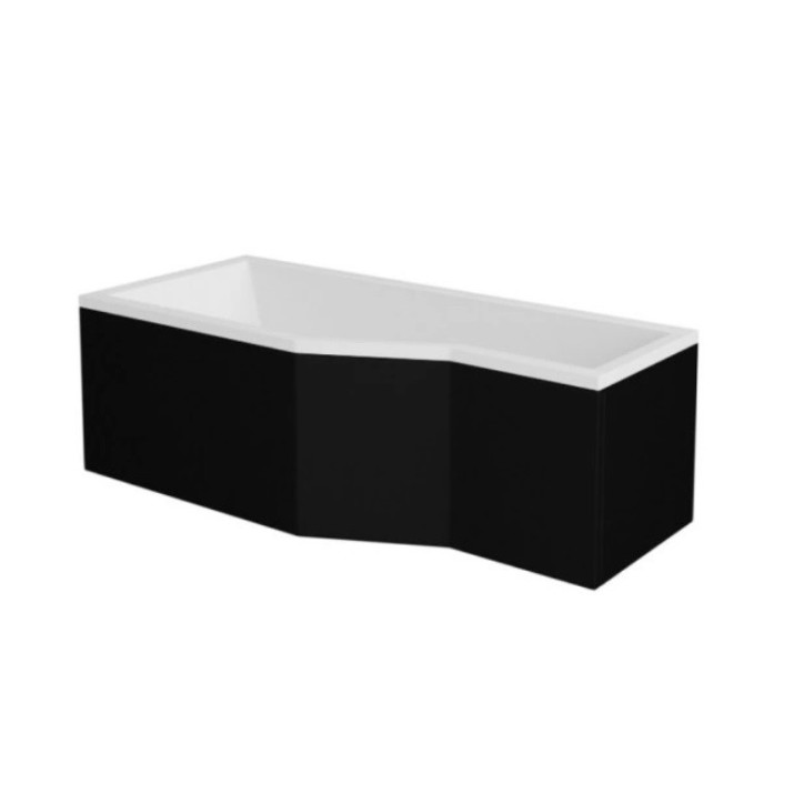 Baignoire asymétrique INTERO 150/170 cm x 75 cm avec tablier noir Baignoire asymétrique INTERO 150/170 cm x 75 cm avec tablier noir