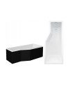 Baignoire asymétrique INTERO 150/170 cm x 75 cm avec tablier noir