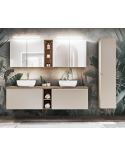 Ensemble de salle de bain Santa Fe Taupe 180cm - 2 vasques, 1 colonne