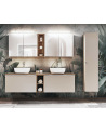 Ensemble de salle de bain Santa Fe Taupe 180cm - 2 vasques, 1 colonne