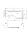 Baignoire asymétrique INTERO 150/170 cm x 75 cm avec tablier noir