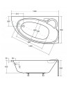 Baignoire d'angle NOVA 140/155/170cm Droite avec tablier noir