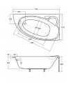 Baignoire d'angle NOVA 140/155/170cm Droite avec tablier noir